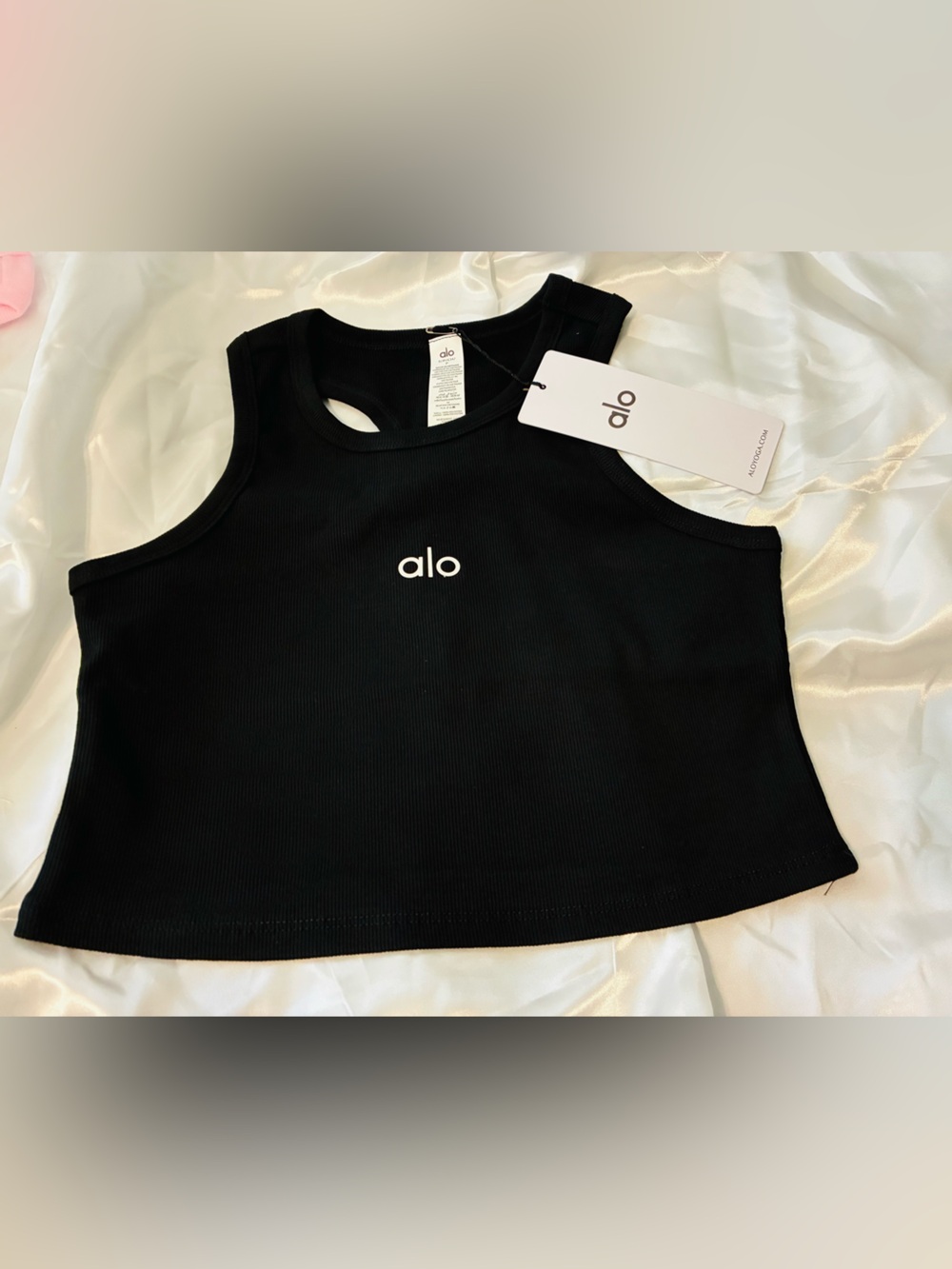 ALO Yoga Black Ribbed Cropped Tank